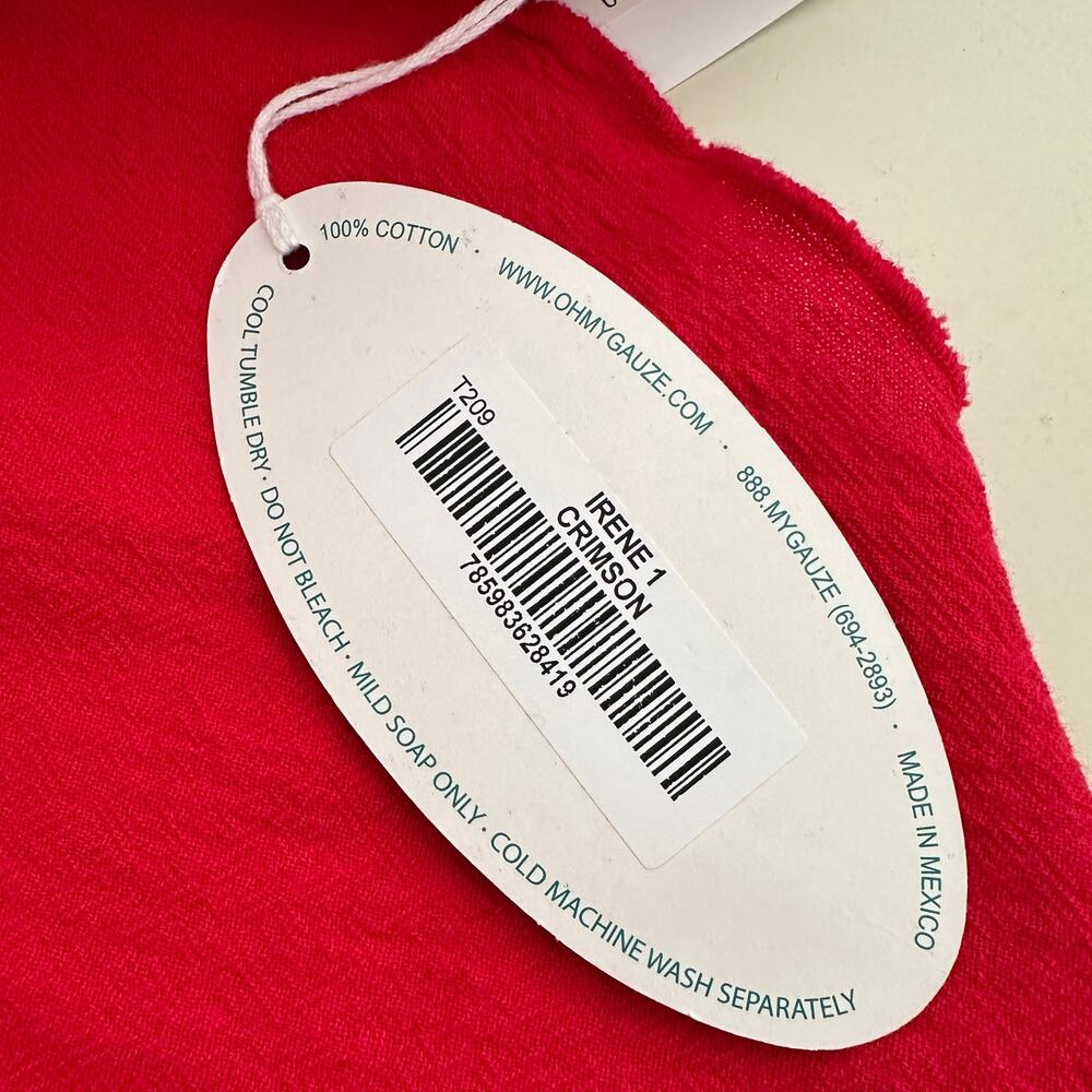 OH MY GAUZE | Womens Asymmetrical Irene Tunic Top $75 NEW Size S/M Red Lagenlook - Picture 7 of 12